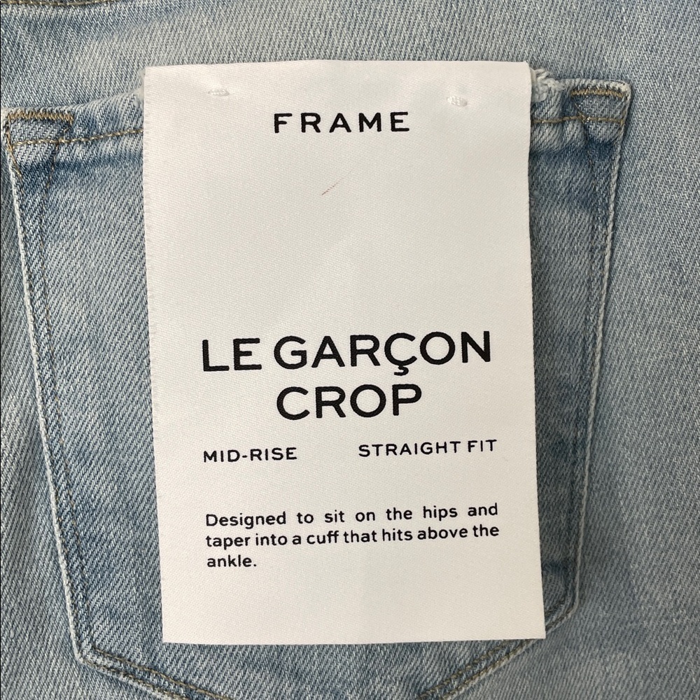 NWT Frame Le Garçon Crop Mid-Rise Straight Fit Denim Light Wash Jeans Size 26